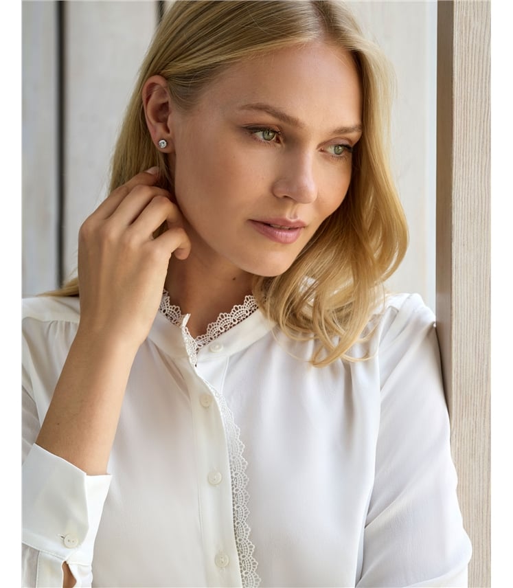 Silk Lace Frill Shirt