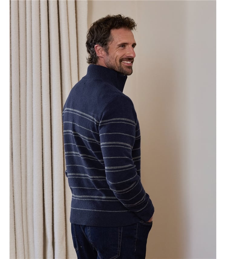 Wool Fine Stripe 1/2 Zip Sweater