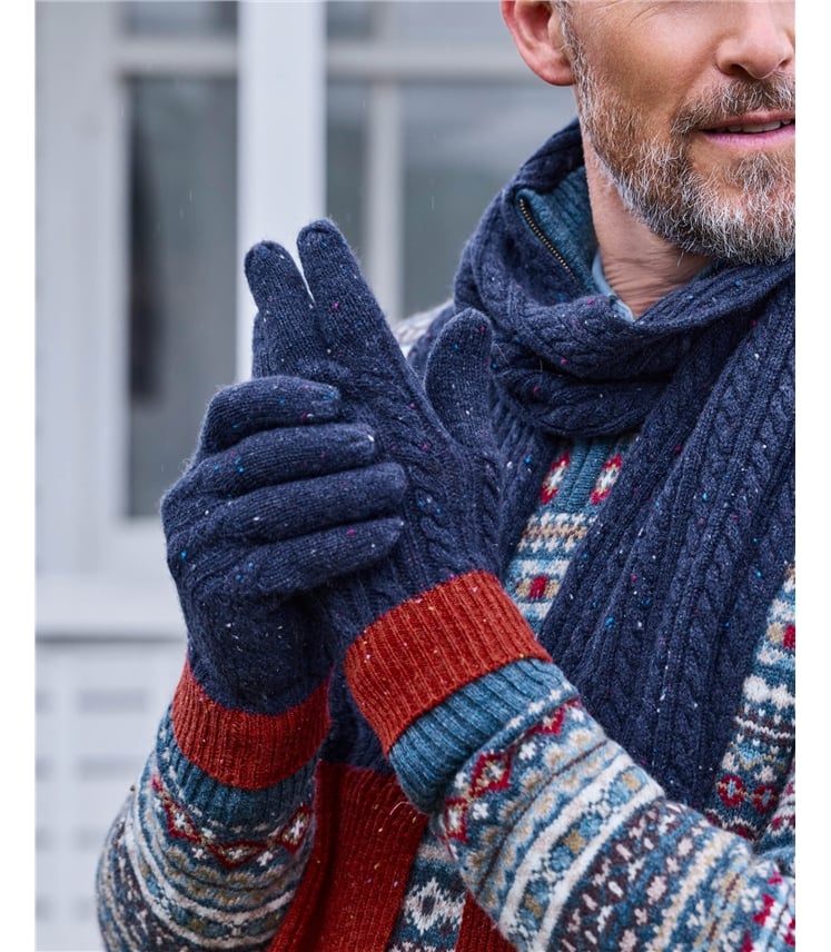Mens Cable Colourblock Gloves