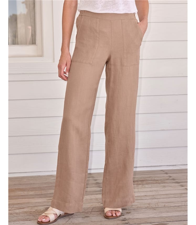 Laundered Linen Wide Leg Trouser
