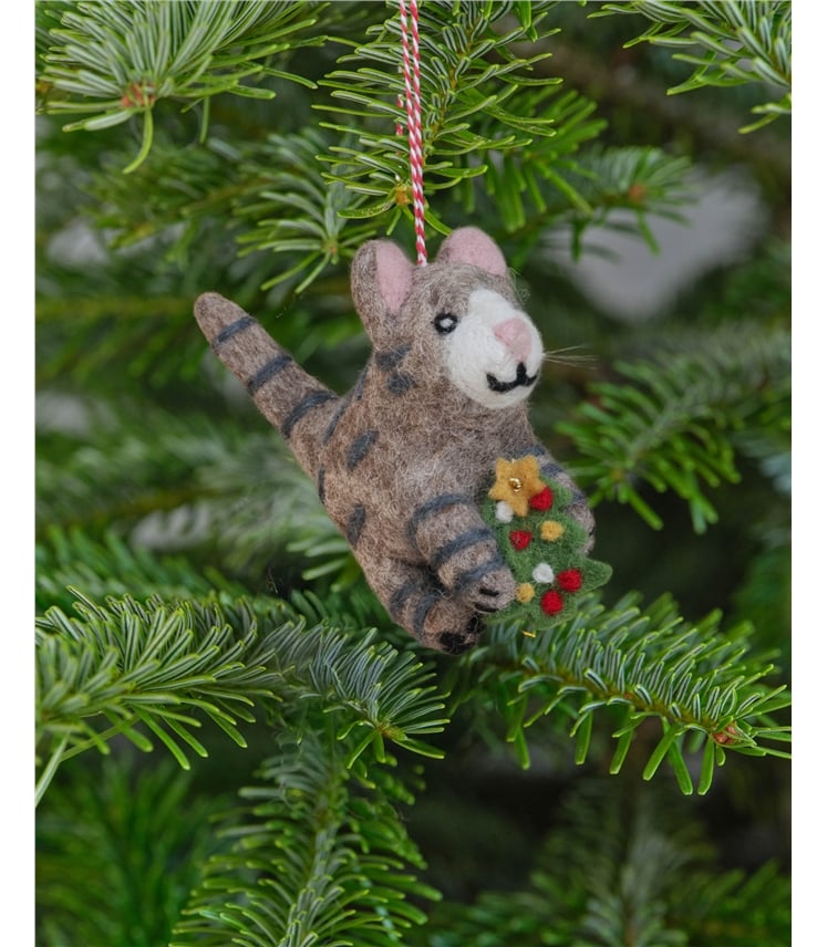 Carly Cat With Collar Christmas Decoration