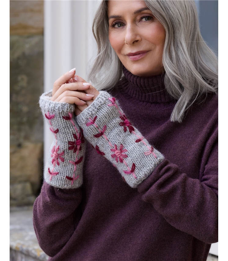 Embroidered Floral Wristwarmer