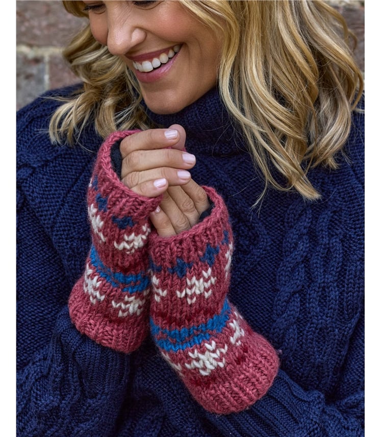 Womens Fairisle Textured Wristwarmer
