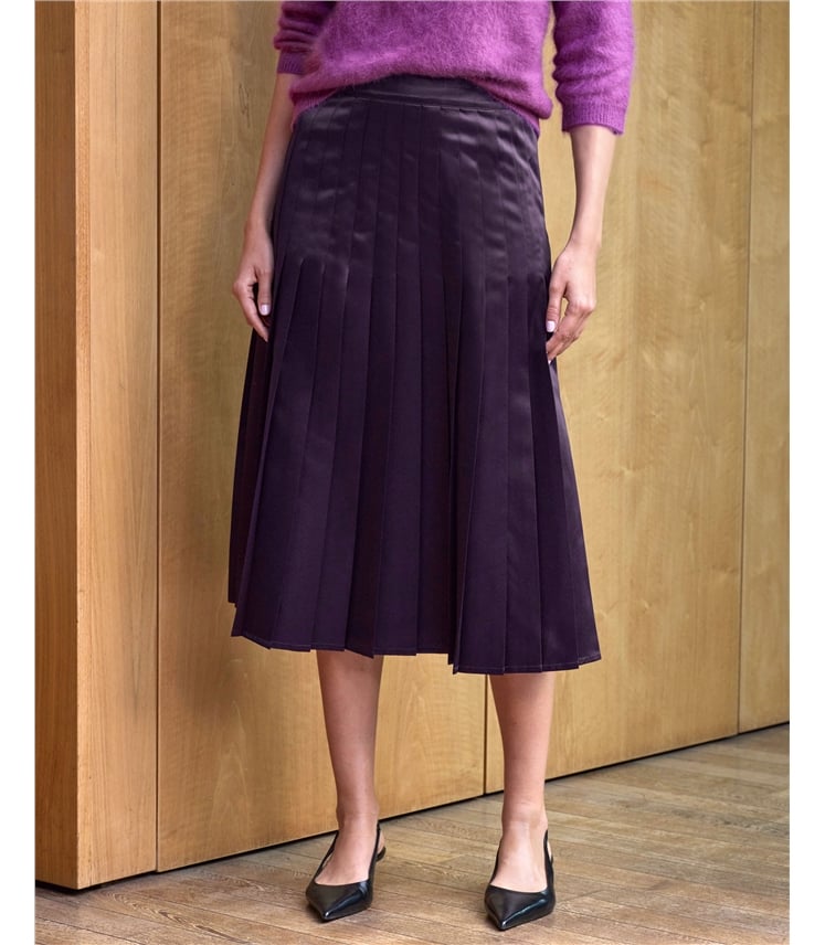 Satin Twill Pleated Skirt