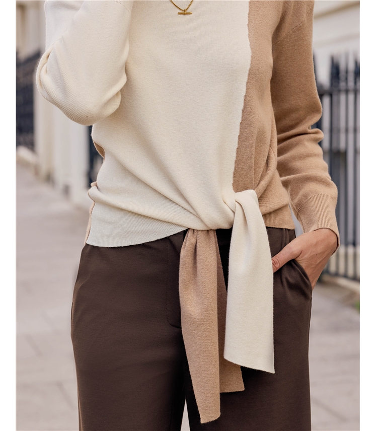 Wool Cotton Tie Sweater