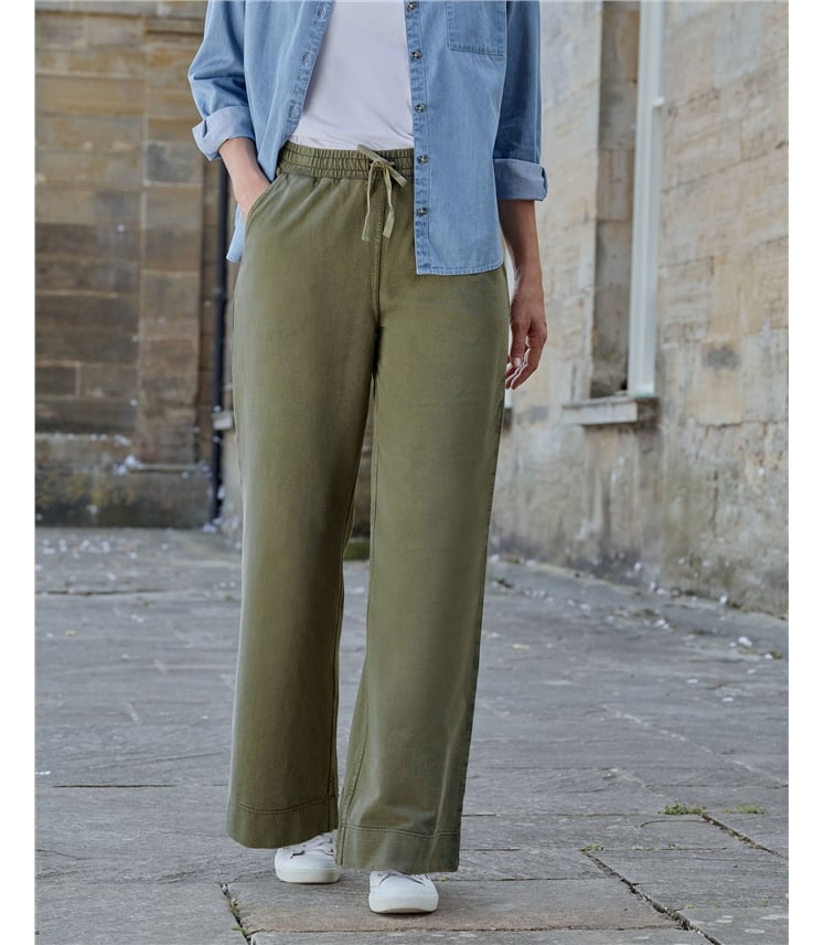 Soft Wide Leg Jersey Trousers