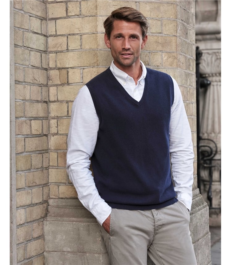 Navy | Mens Cashmere Vest | WoolOvers US