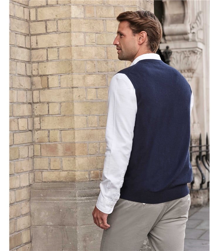 Navy | Mens Cashmere Vest | WoolOvers US