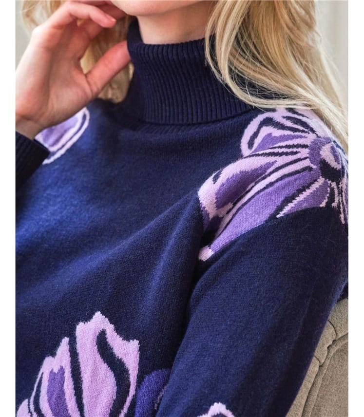 Wool Cashmere Floral Sweater