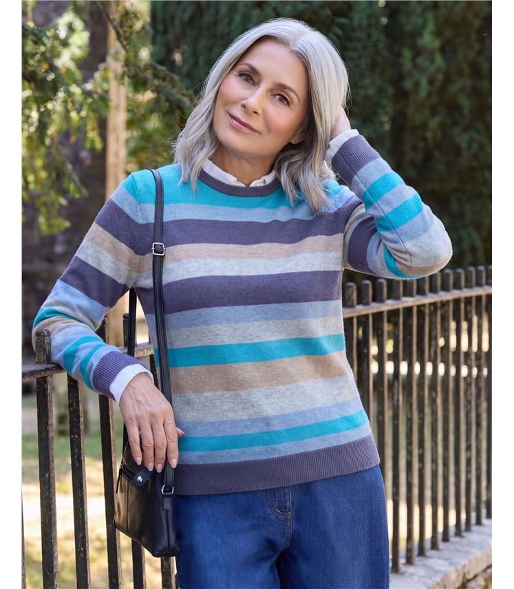 Pullover mit Rundhalsausschnitt aus Merinowolle und Kaschmir für Damen