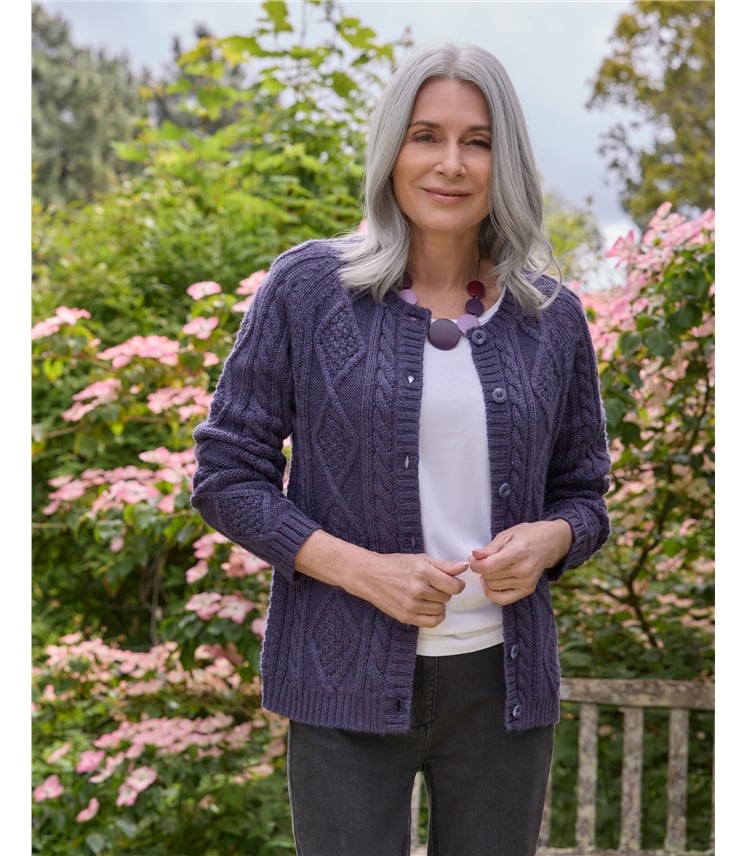 Cable Button Through Cardigan