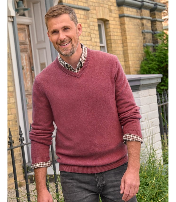 Mens Lambswool V Neck Jumper