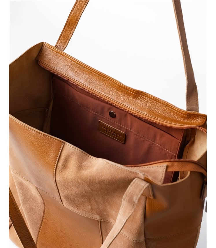 Tarn Hows Leather and Suede Tote Bag