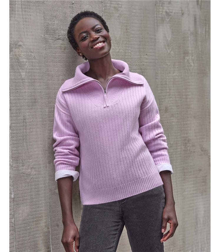 Wool Cash Half Zip Sweater