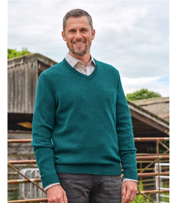 Mens Lambswool V Neck Jumper