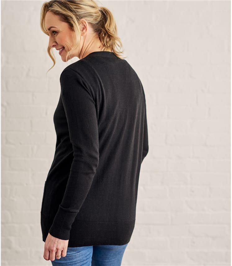 Noir b ne Cardigan  long  Femme Soie Coton  