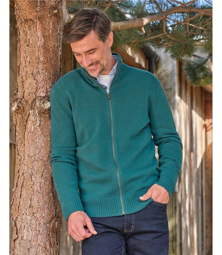 Mens Lambswool Lincoln Zipper Cardigan