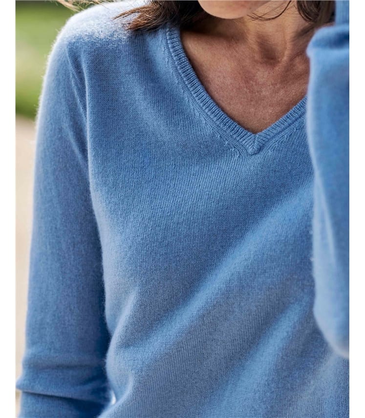 Pullover mit V-Ausschnitt aus Merinowolle und Kaschmir für Damen