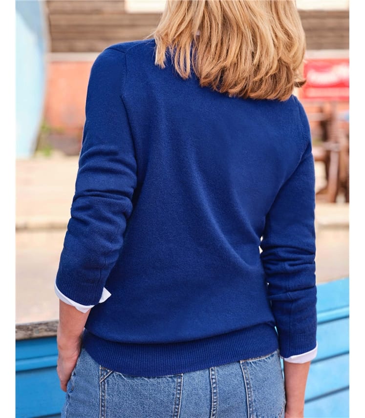 Pullover mit V-Ausschnitt aus Merinowolle und Kaschmir für Damen