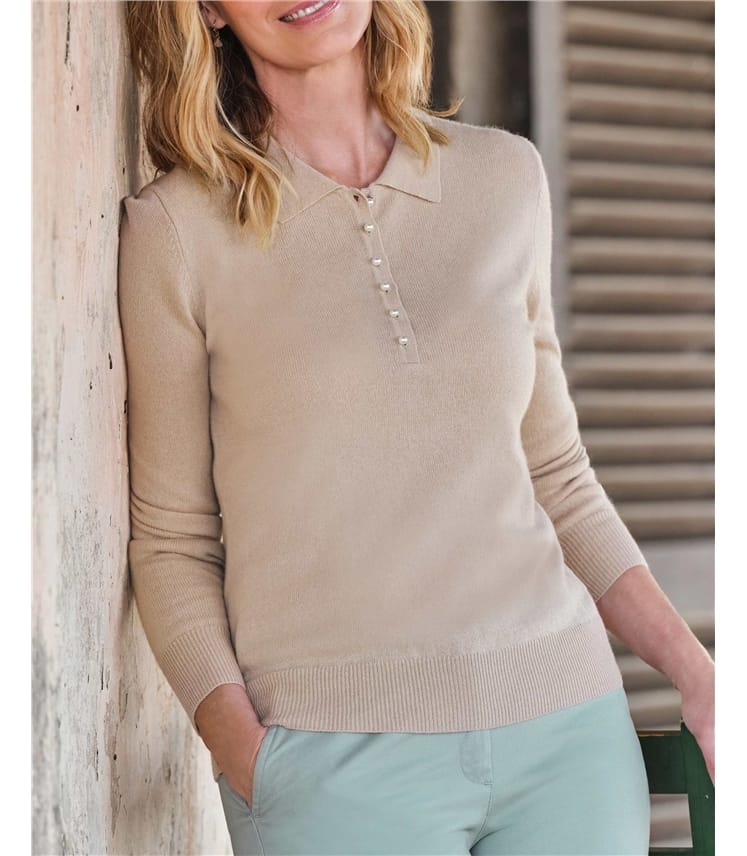 Polo en maille - Femme - Cachemire & Mérinos