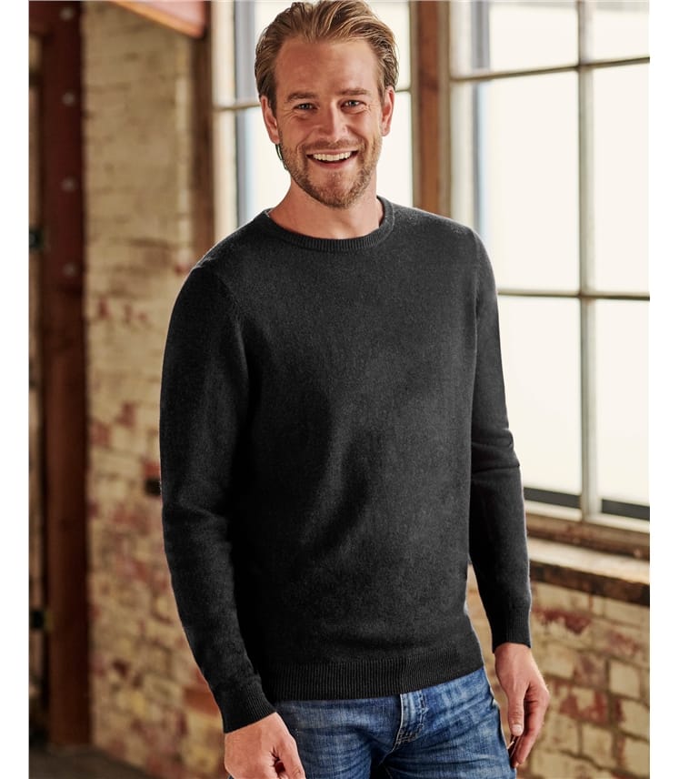 Black, Cashmere Merino Crew Neck Jumper