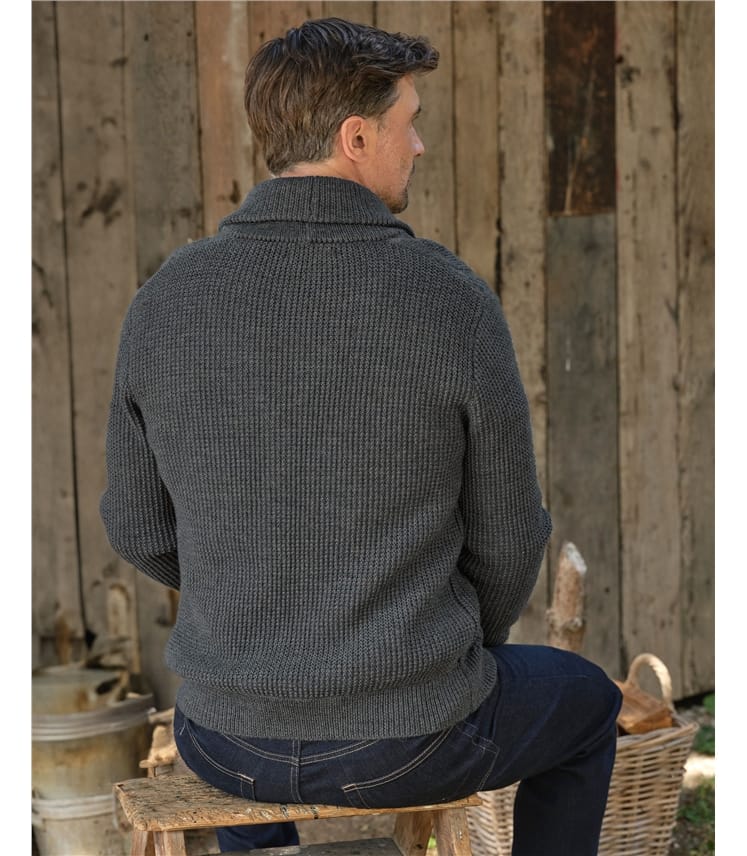 Cardigan à col châle en maille torsadée - Homme - Pure Laine d'agneau 