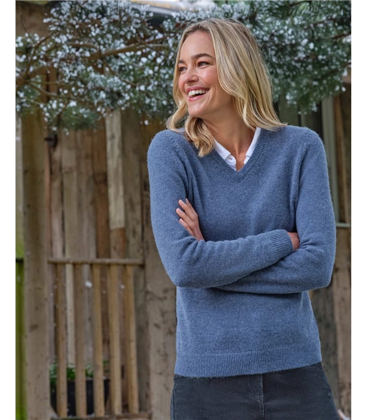 Womens Lambswool V Neck Jumper