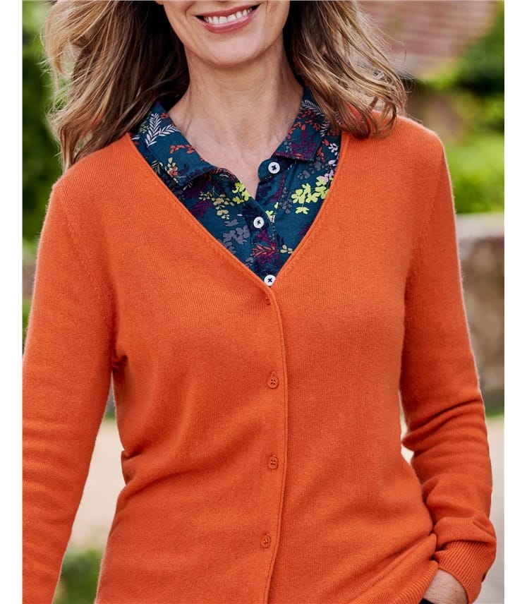 Cashmere Merino Classic V Neck Cardigan