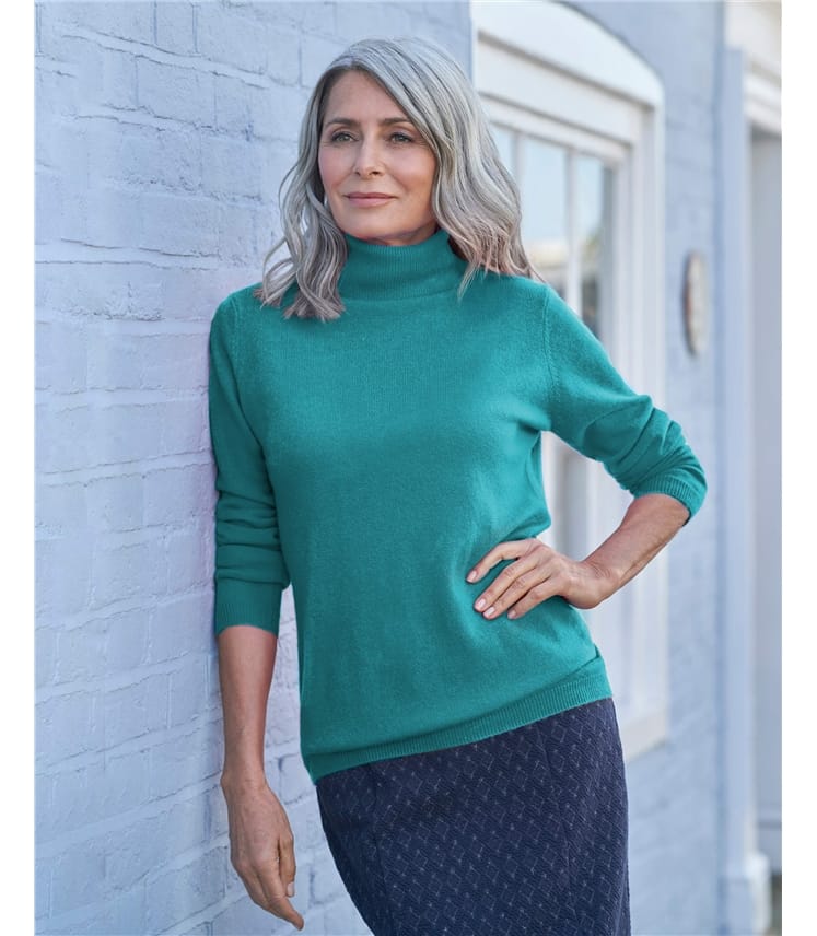 Rollkragenpullover aus Kaschmir und Merinowolle