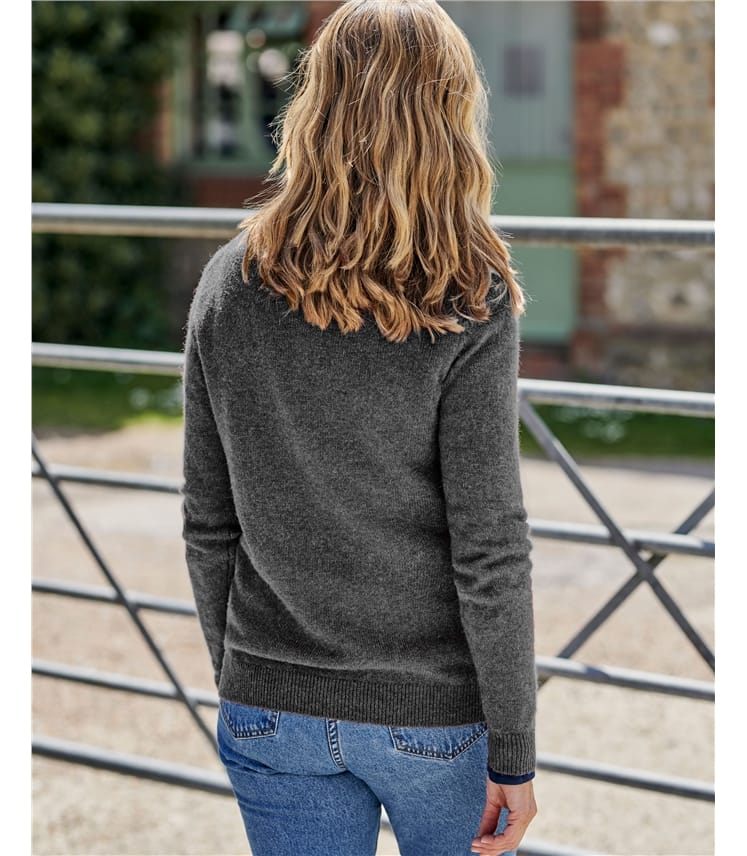 Pull gris femme col rond sale