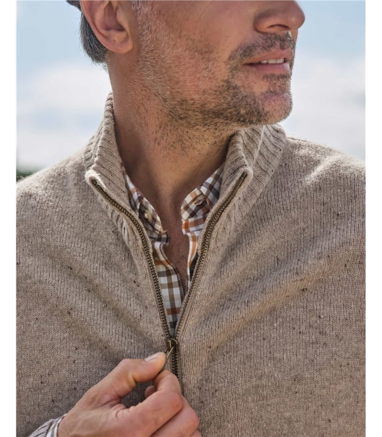 Mens Lambswool Lincoln Zipper Cardigan