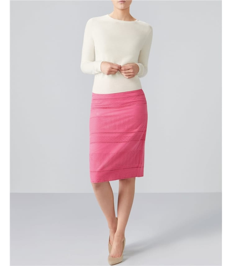 Candy Pink Textured Pencil Skirt WoolOvers US