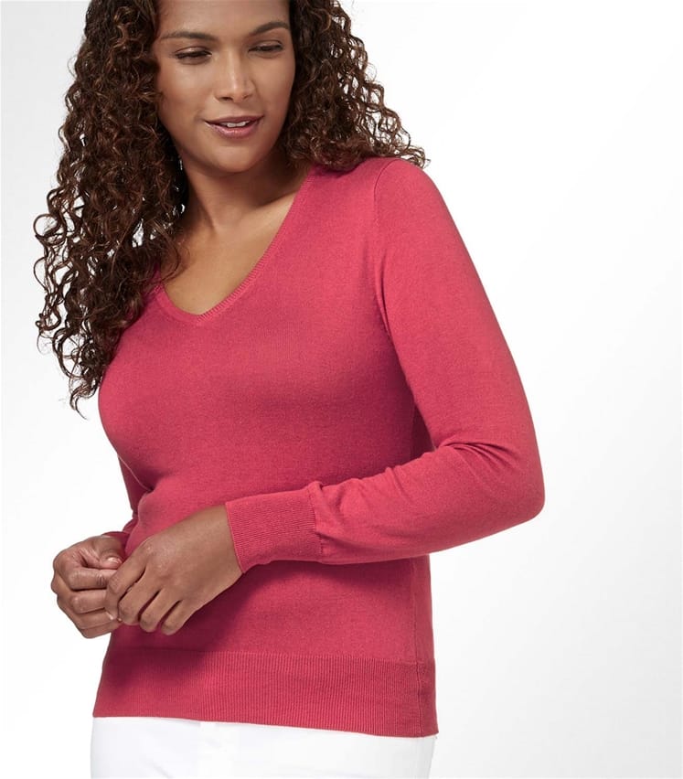 Rich Rose Womens Silk & Cotton Long Sleeve V Neck Jumper WoolOvers AU