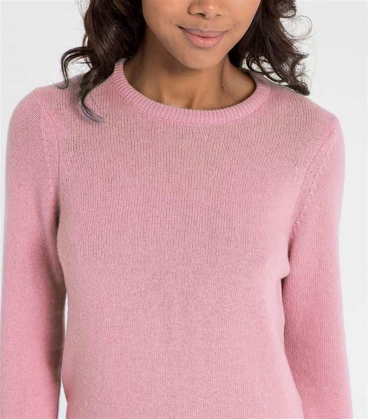 Candyfloss Pink Womens Lambswool Crew Neck Jumper WoolOvers AU