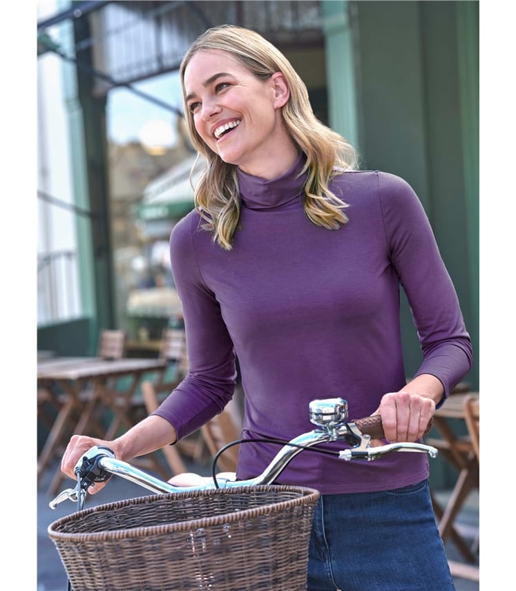 Jersey Slim Polo Neck Top