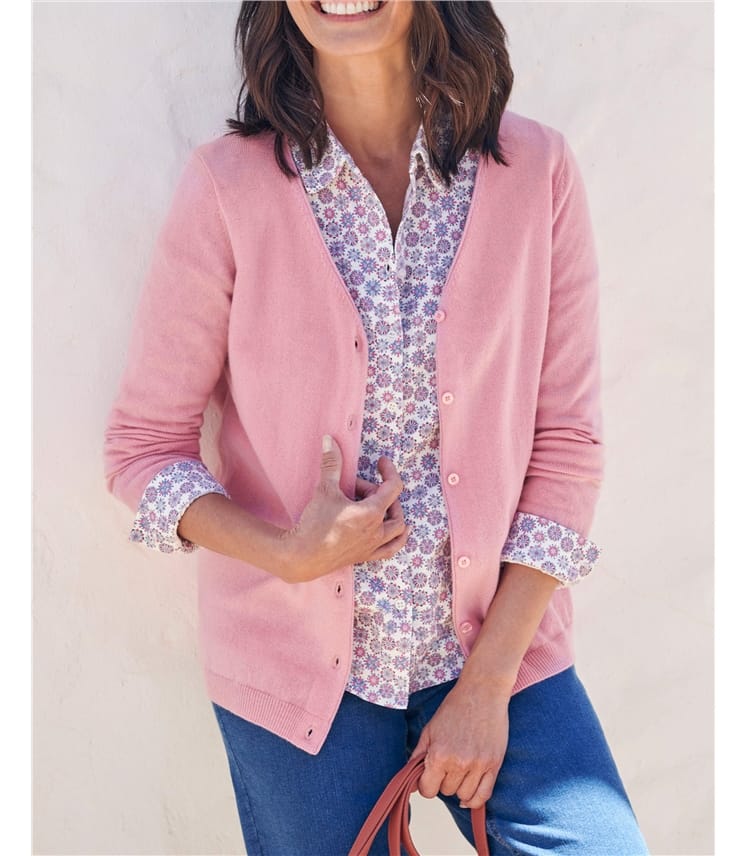 Cashmere Merino Classic V Neck Cardigan