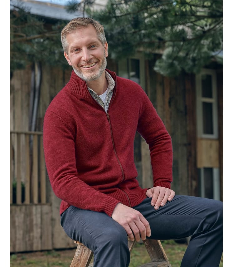 Mens Lambswool Lincoln Zipper Cardigan