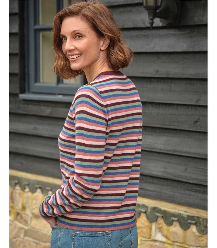 Crew Neck Stripe Cardigan