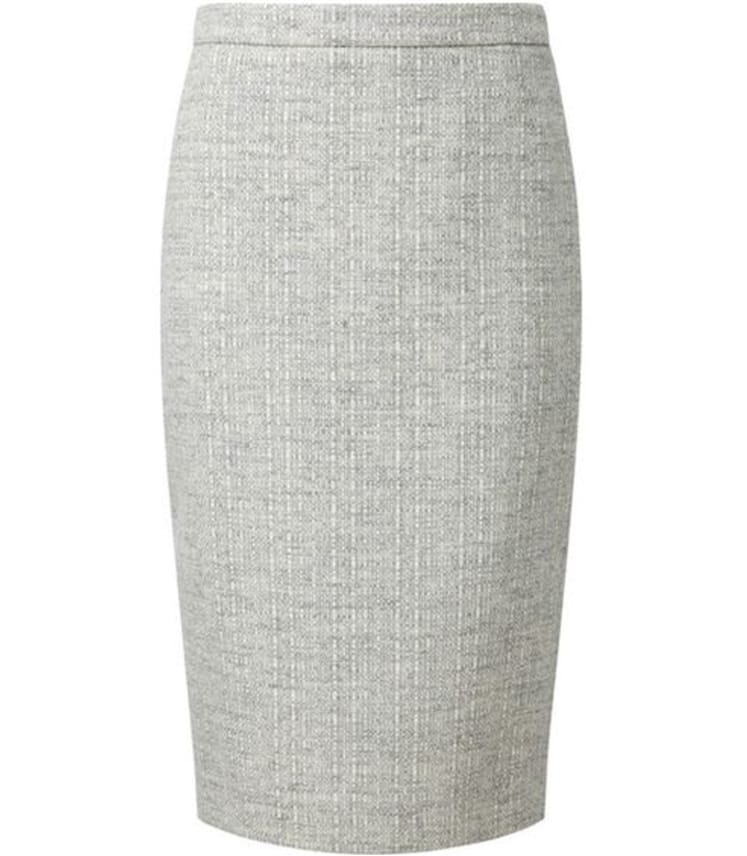 Grey/White | Wool Pencil Skirt | WoolOvers UK
