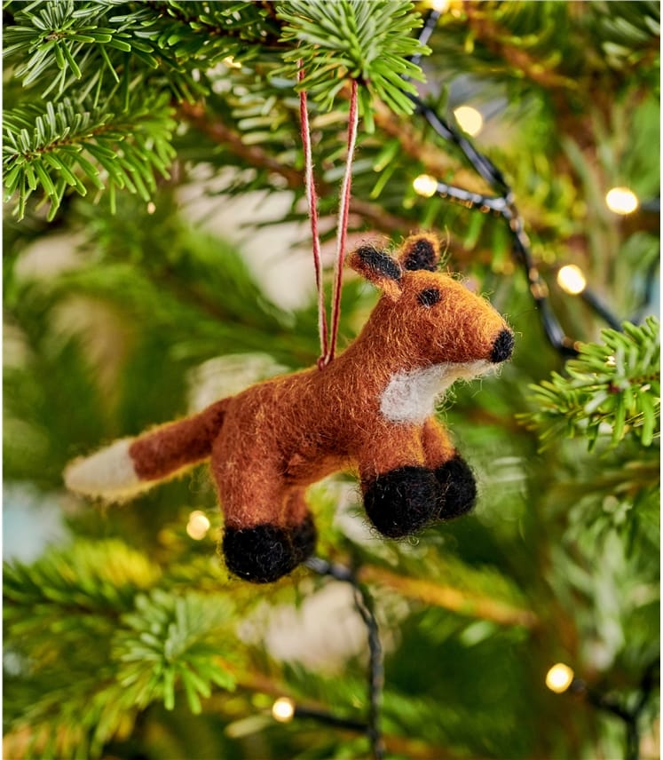 christmas fox figurine