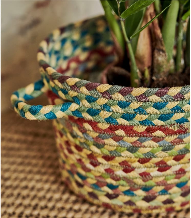 Organic Jute Multi Col Small Basket