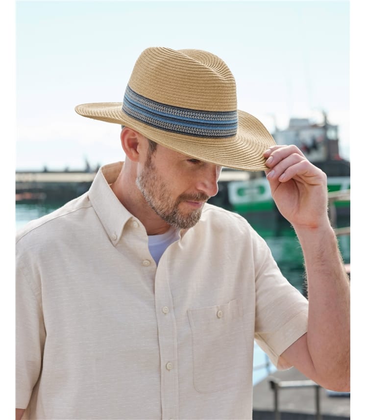 Mens Straw Wide Brim Hat Multi | WoolOvers