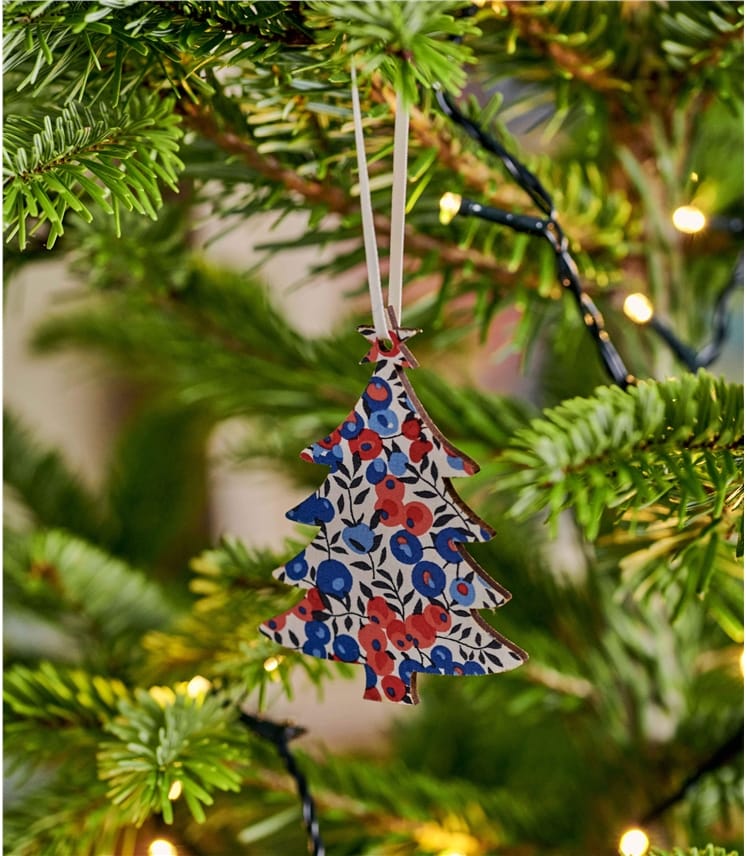 Multi  Christmas Tree Liberty Print Decoration  WoolOvers UK