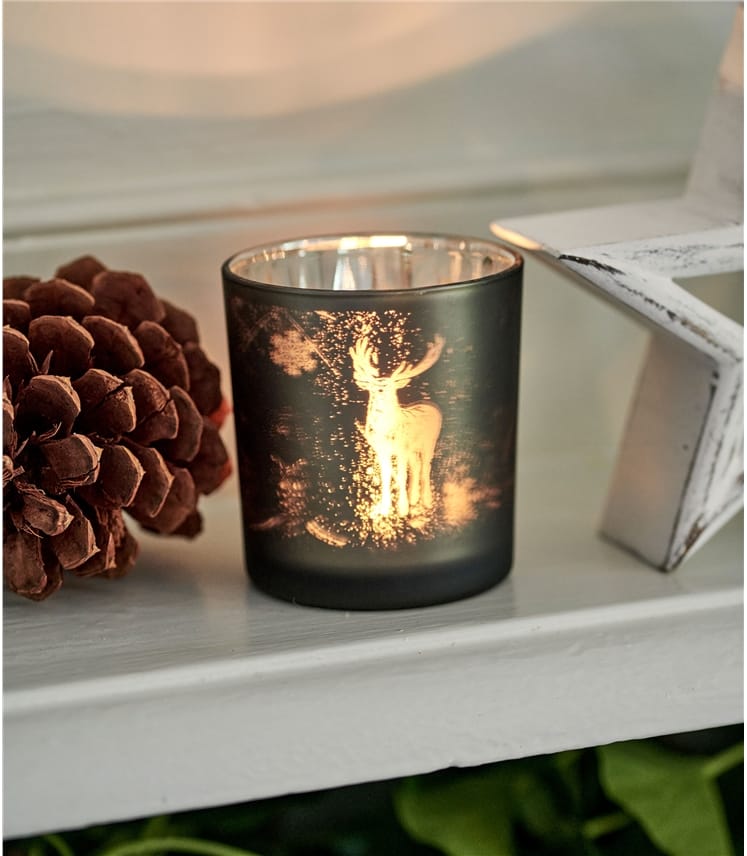 Brown Tea Light Holder Stag WoolOvers UK
