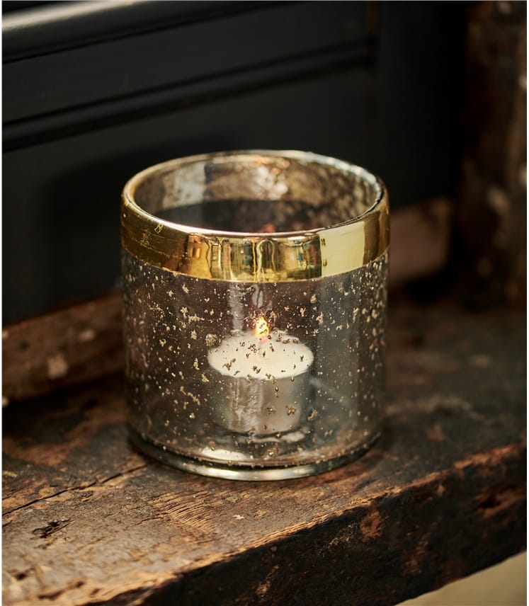 Clear Hand Blown Tea Light Candle Holder WoolOvers UK