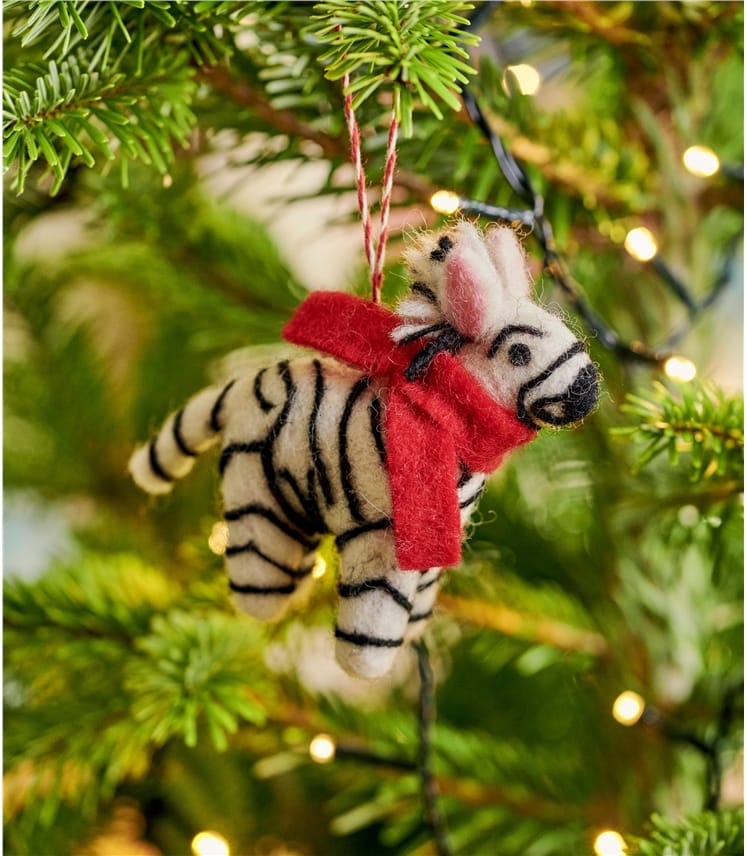 Black/White  Zoe Zebra Christmas Decoration  WoolOvers US