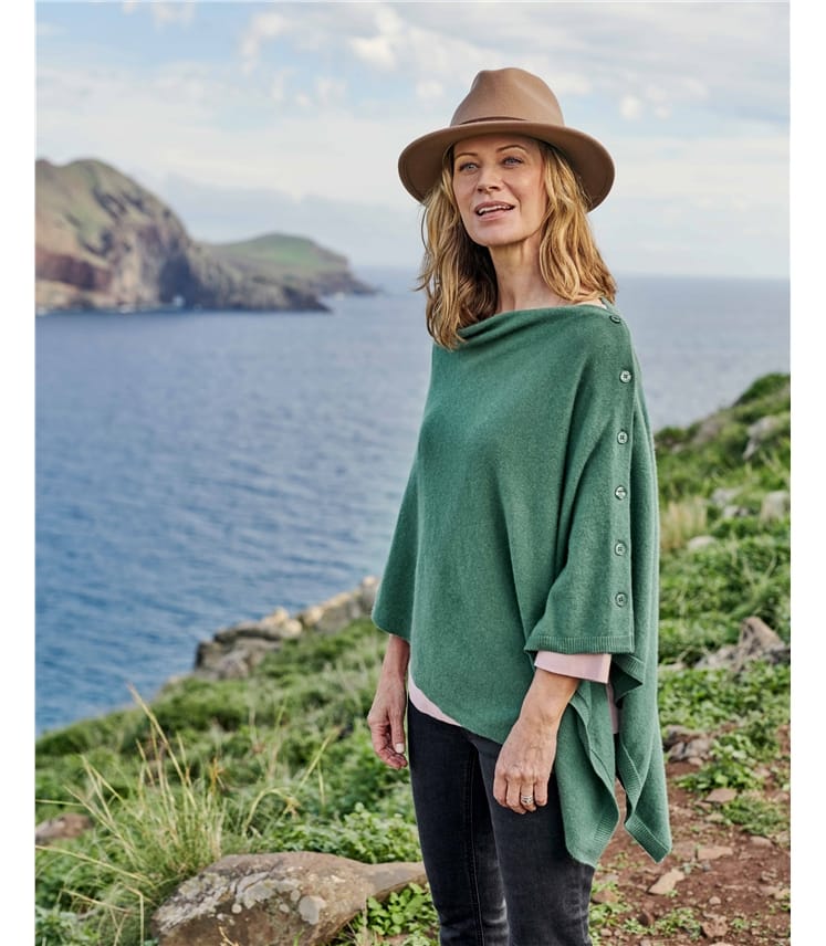 cashmere button poncho