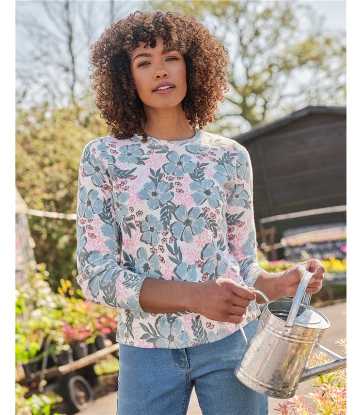 Printed Floral Crew Neck Jumper