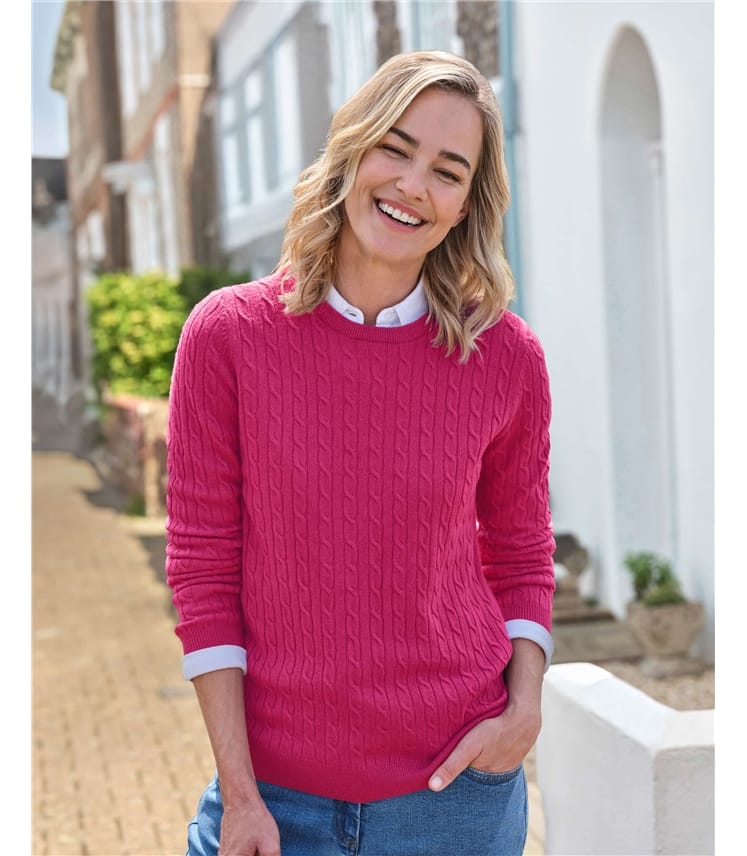 Pullover mit Rundhalsausschnitt aus Merinowolle und Kaschmir für Damen