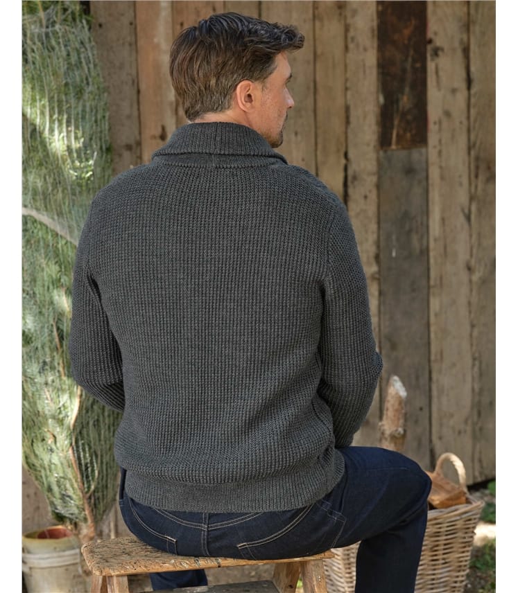 Cardigan à col châle en maille torsadée - Homme - Pure Laine d'agneau 